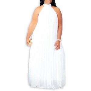 Women's Plus Size Chiffon Maxi Dress Sleeveless Halter Casual Long